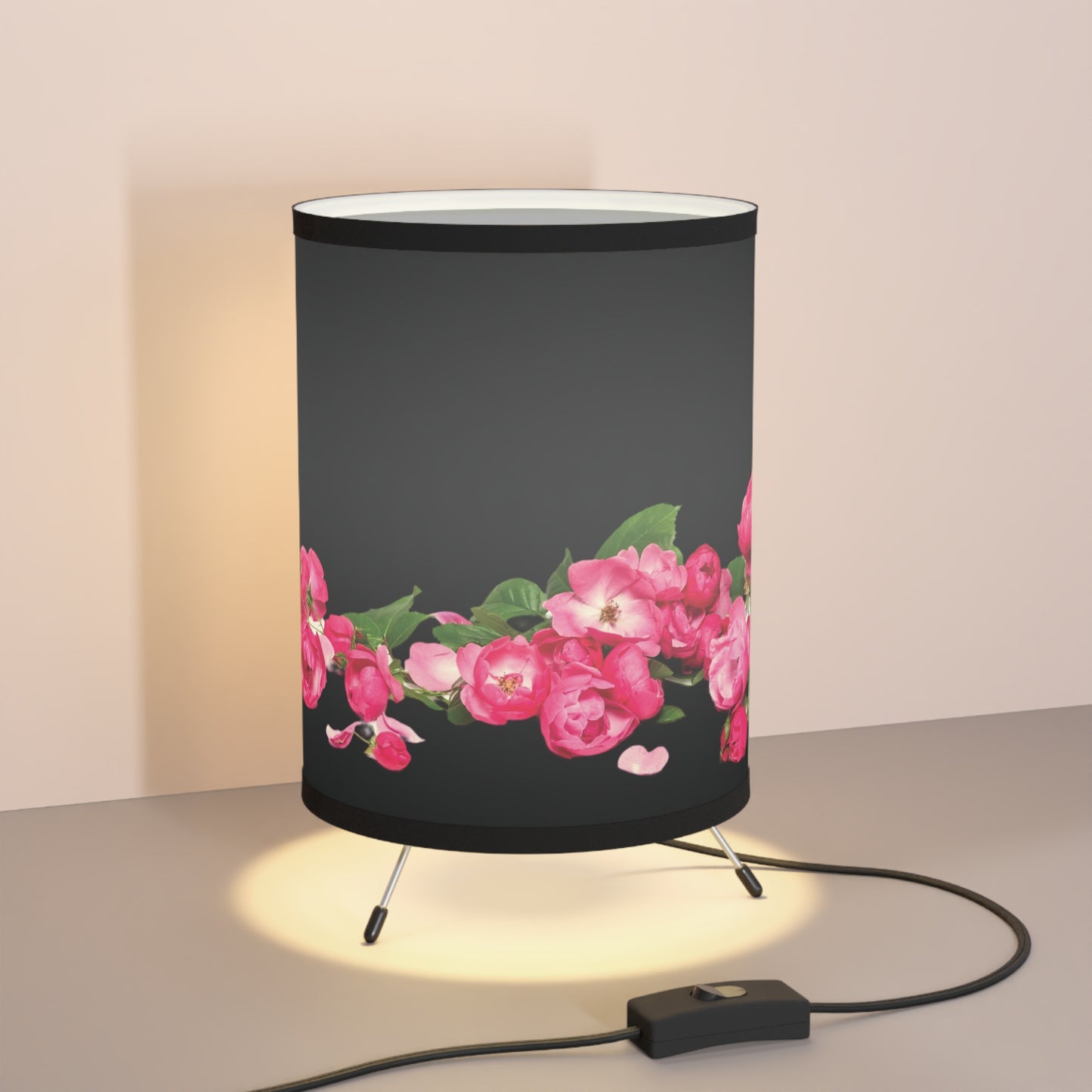 Roses on the Ground Tripod Lamp with High-Res Printed Shade, US\CA plug