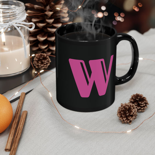 Mug Hot Pink Initial Black "W"