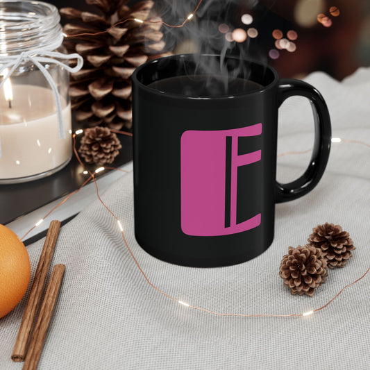 Mug Hot Pink Initial Black "E"