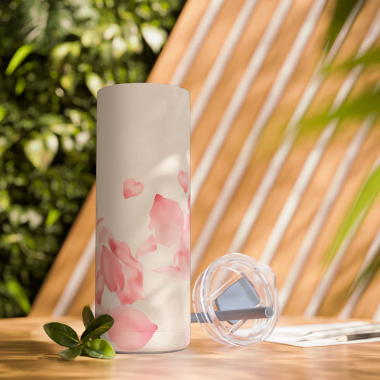 Pink Rose Petals Maars Maker Skinny Matte Tumbler, 20oz