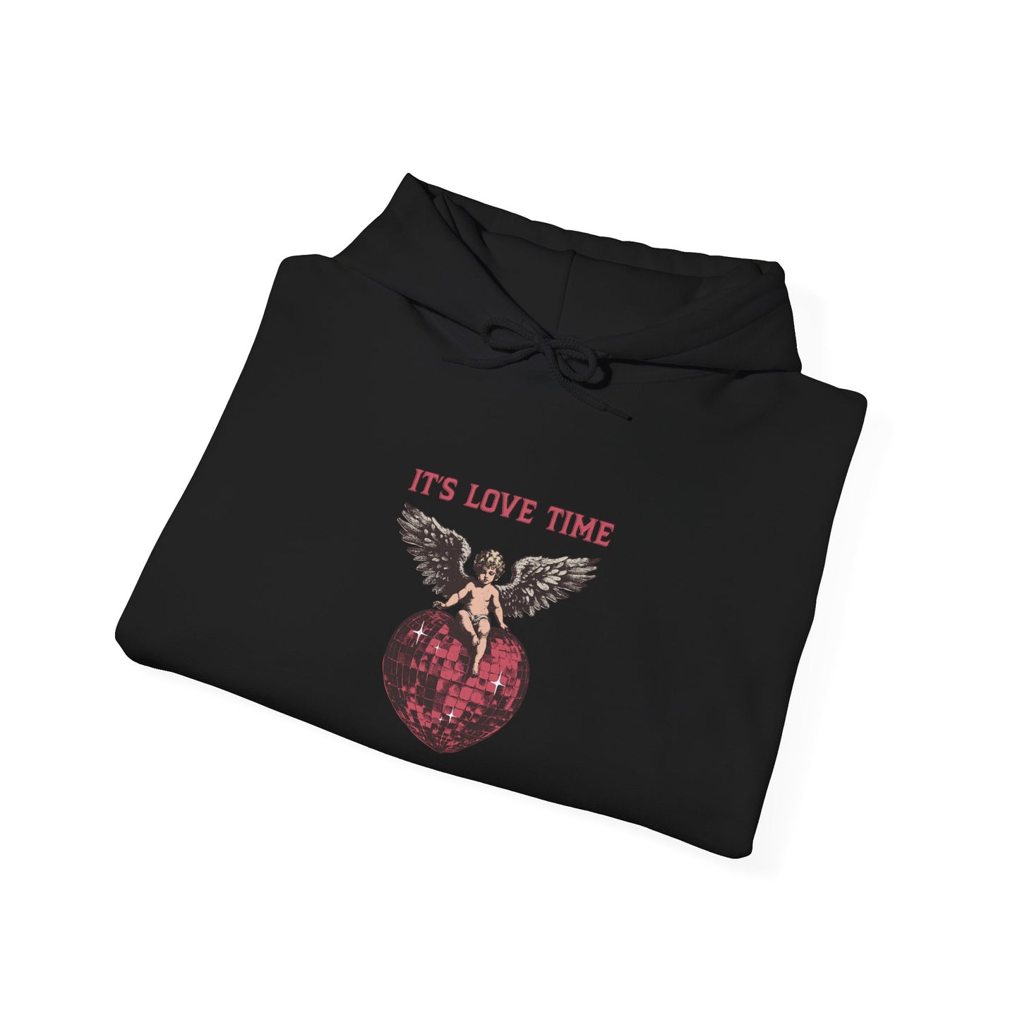 Vintage 'It's Love Time' Hoodie - Valentine's Day Gift for Her and Him