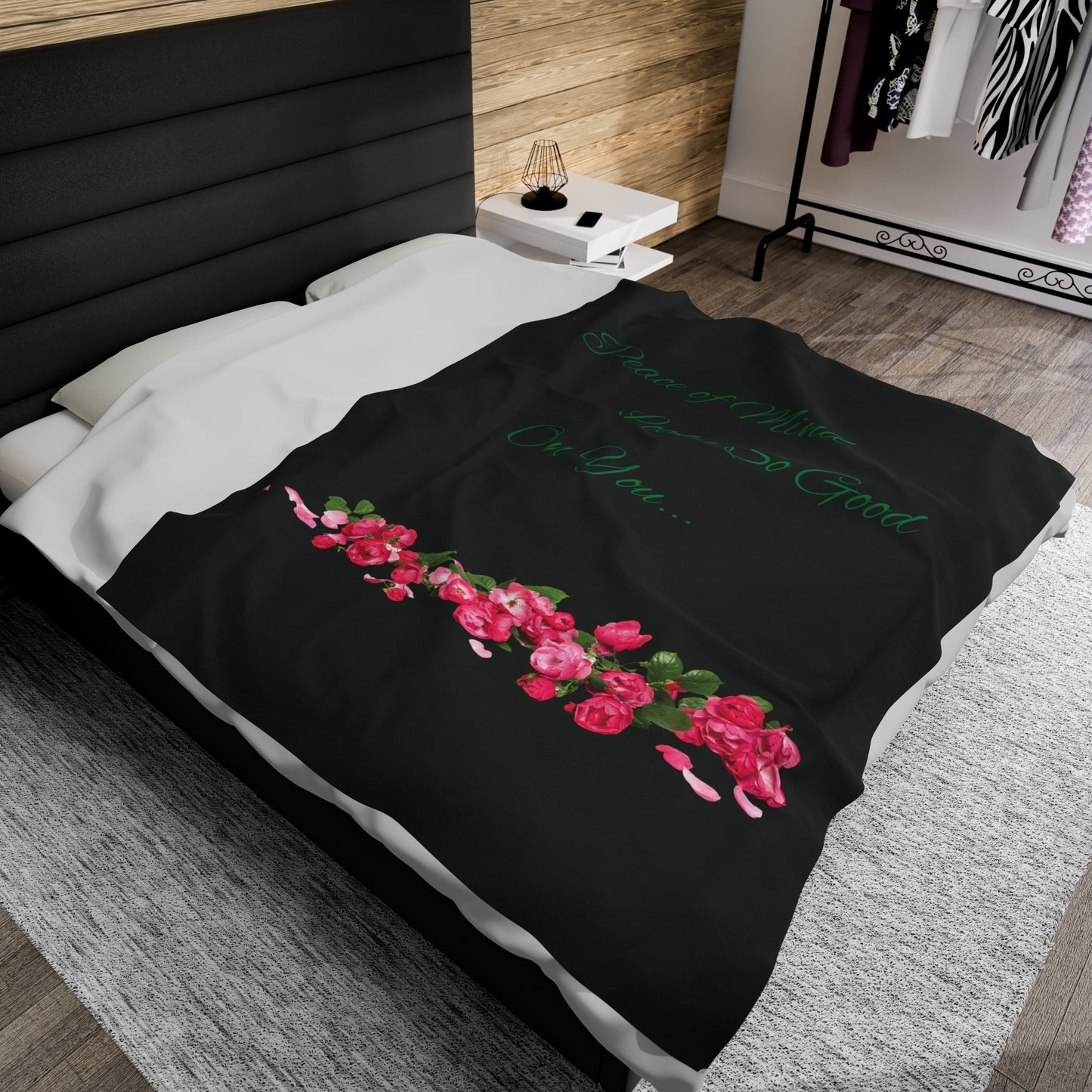 Peace of Mind Looks So Good On You/Roses on the Ground...Velveteen Plush Blanket