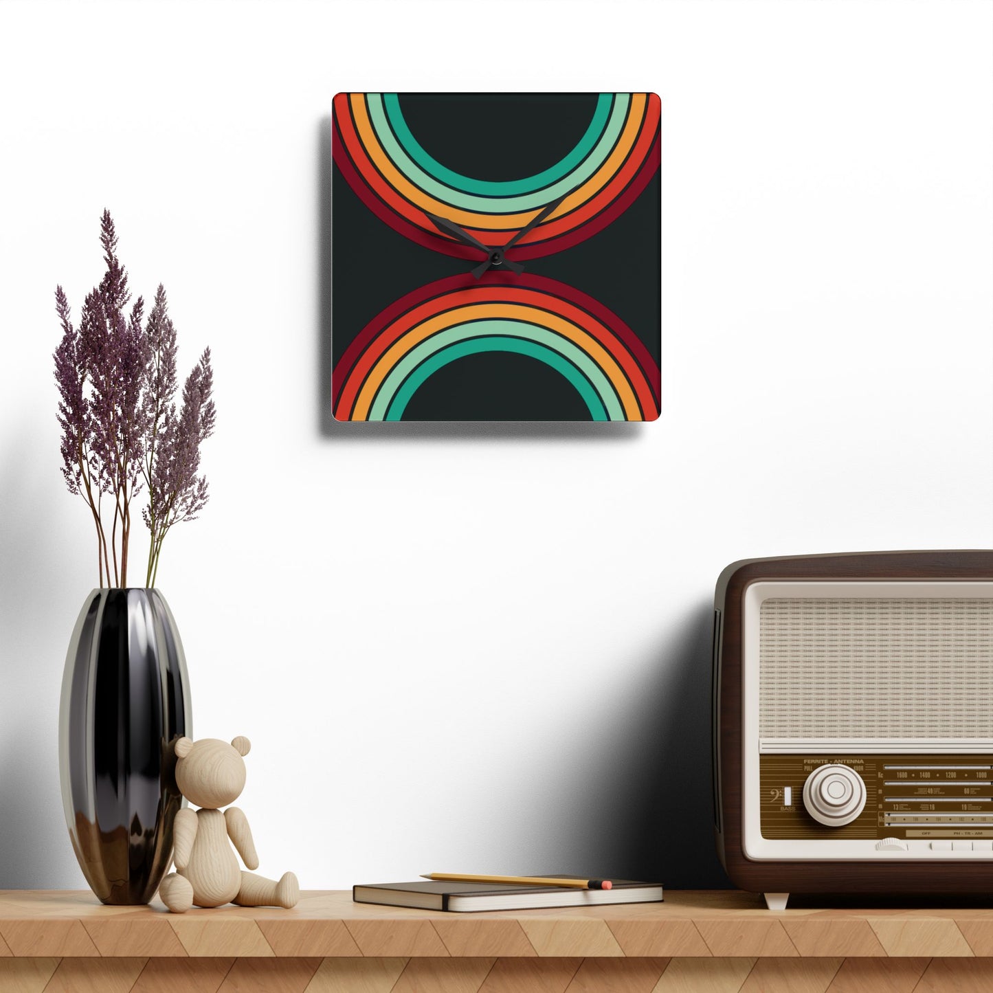 1970's Rainbow Acrylic Wall Clock