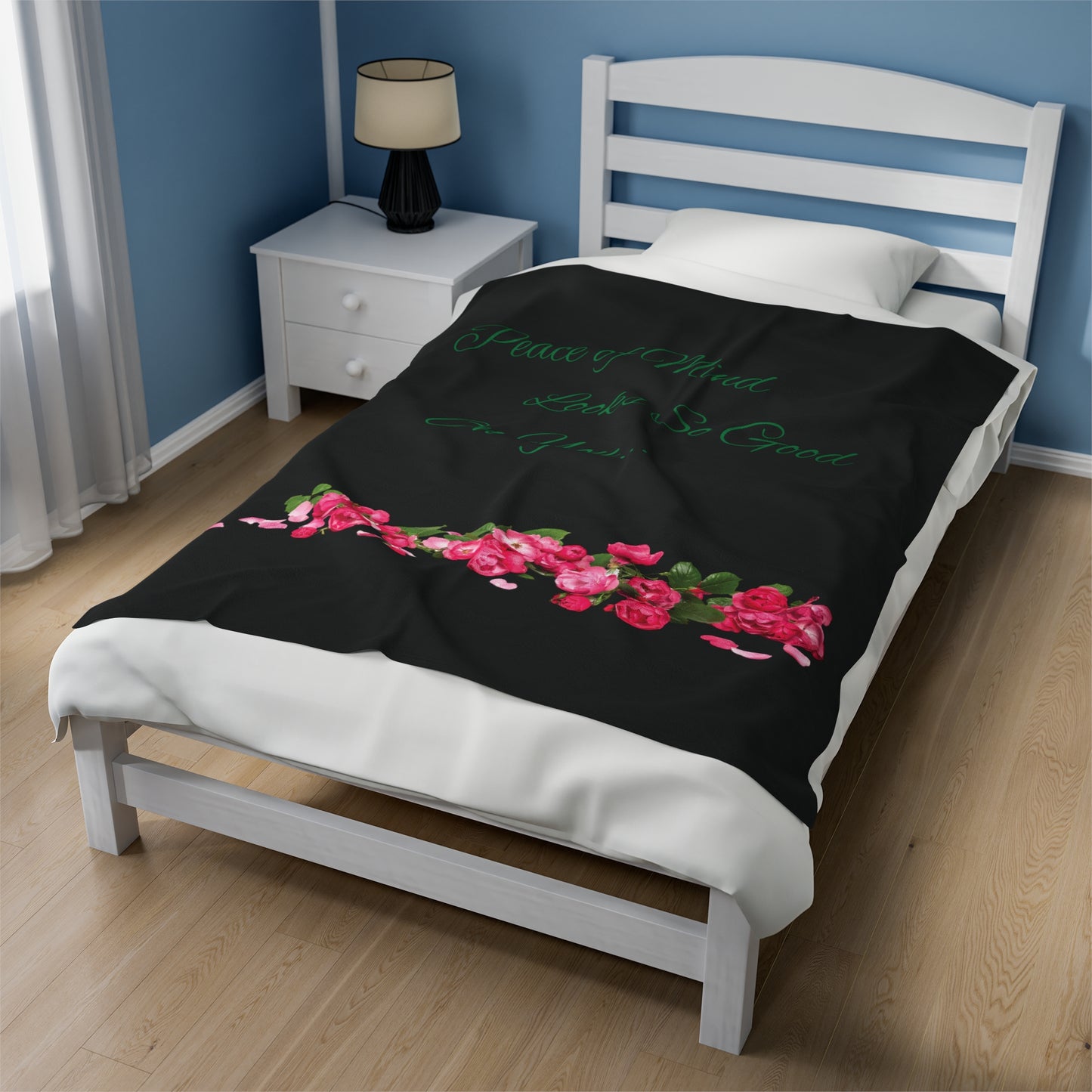 Peace of Mind Looks So Good On You/Roses on the Ground...Velveteen Plush Blanket