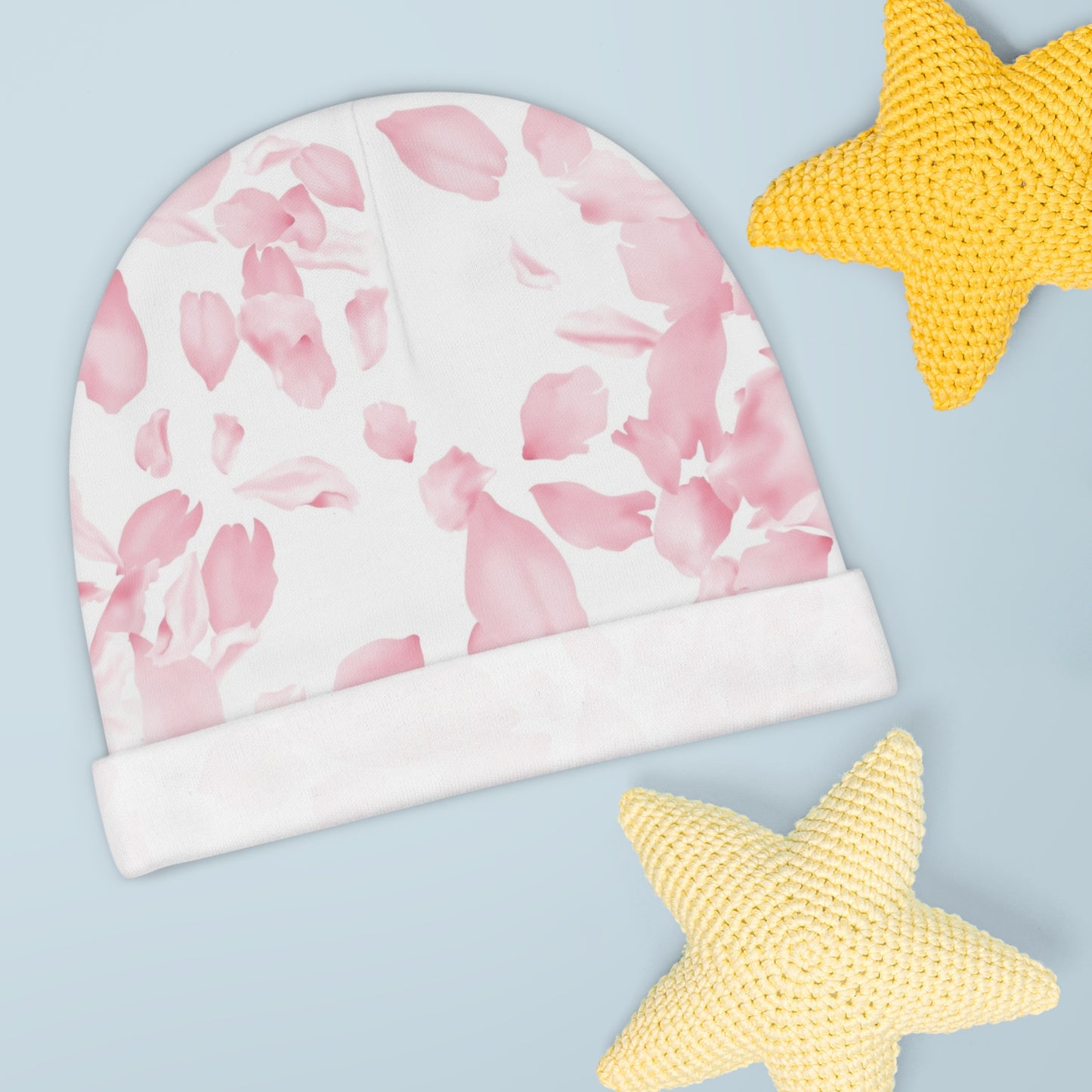 Baby Beanie, (Pink Rose Petals Design)