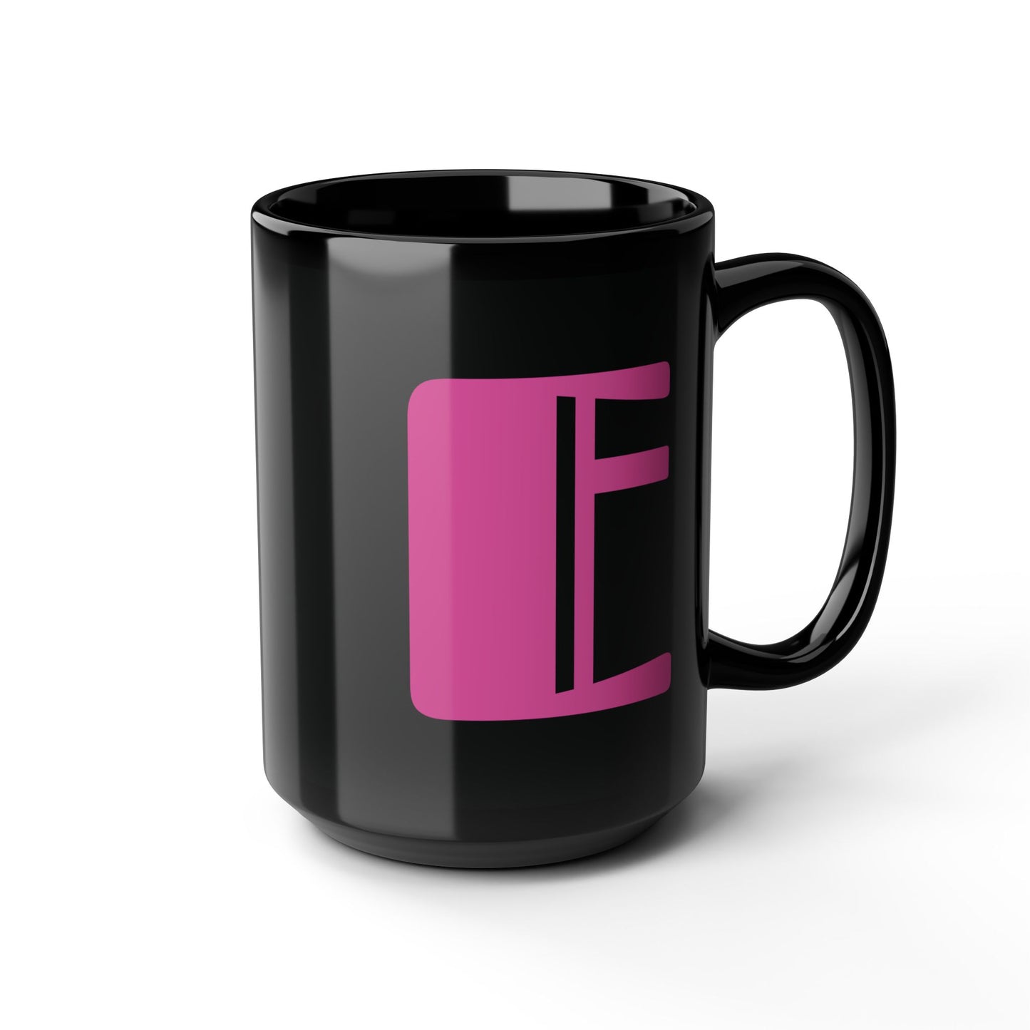 Mug Hot Pink Initial Black "E"