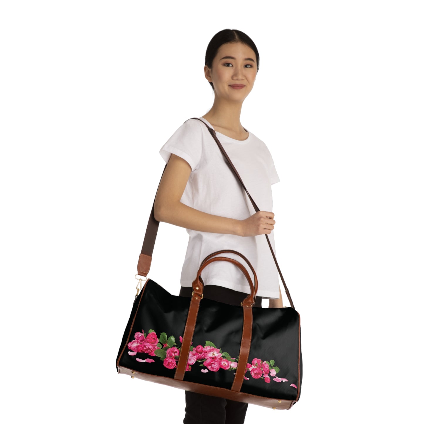 Roses on the Ground Waterproof Travel Bag