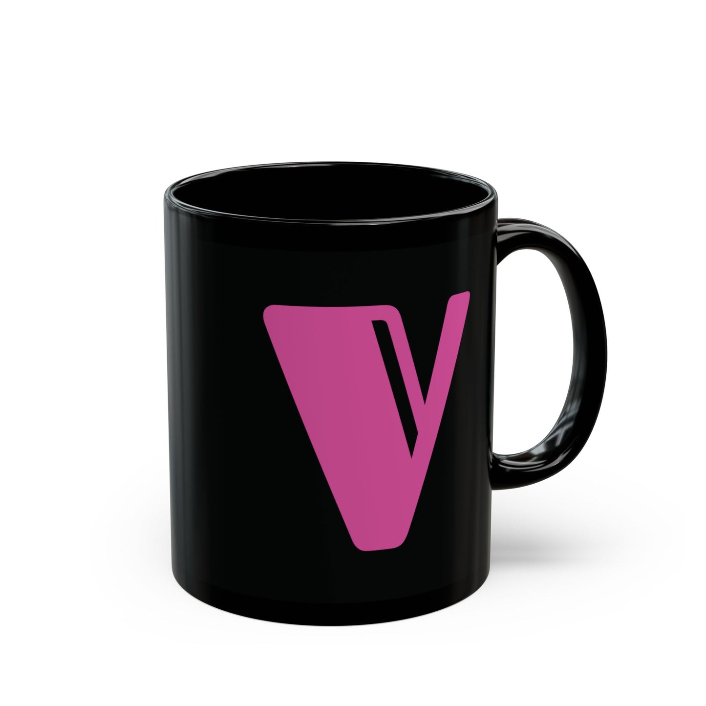Mug Hot Pink Initial Black "V"