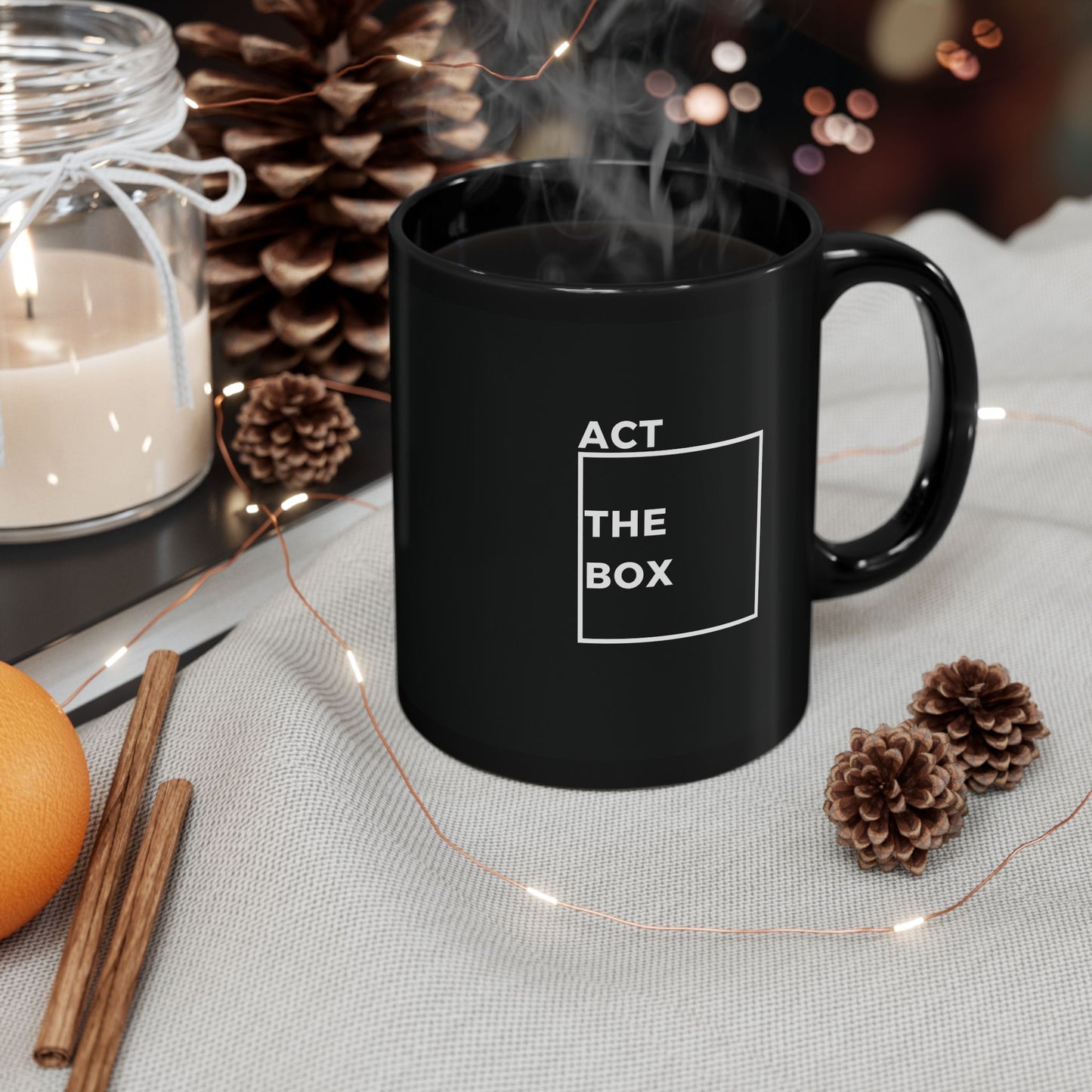Mug: Act Outside the Box 100% Ceramic Coffee Mug - Gift for Her or Him