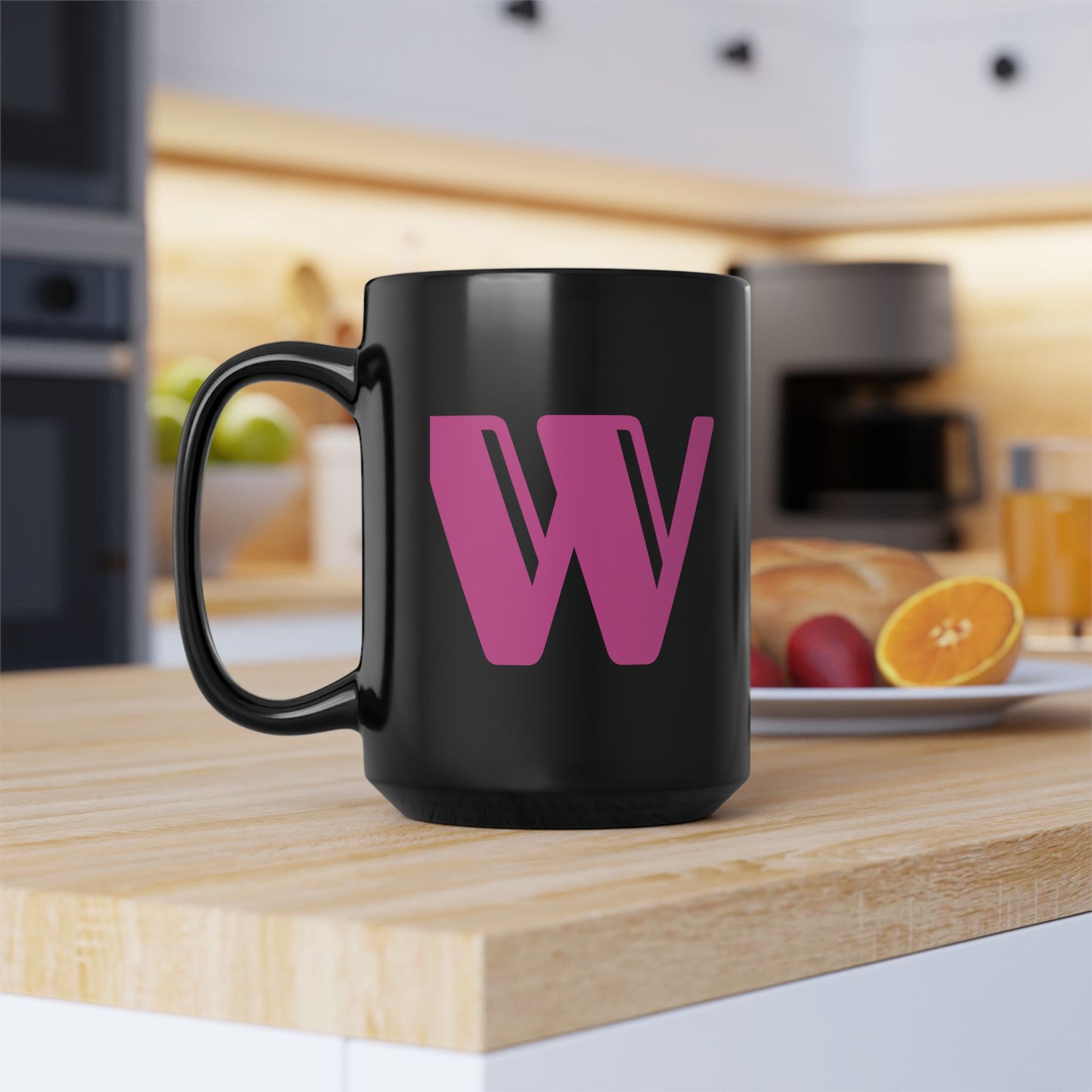 Mug Hot Pink Initial Black "W"