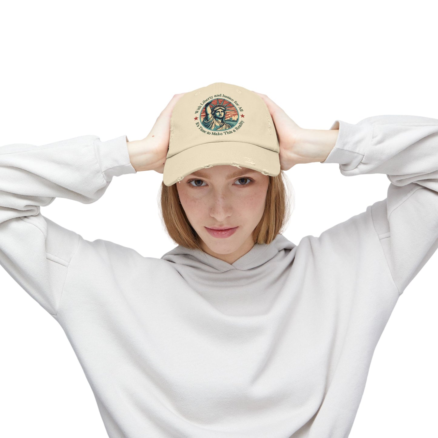 Make Liberty and Justice for All a Reality Unisex Distressed Cap