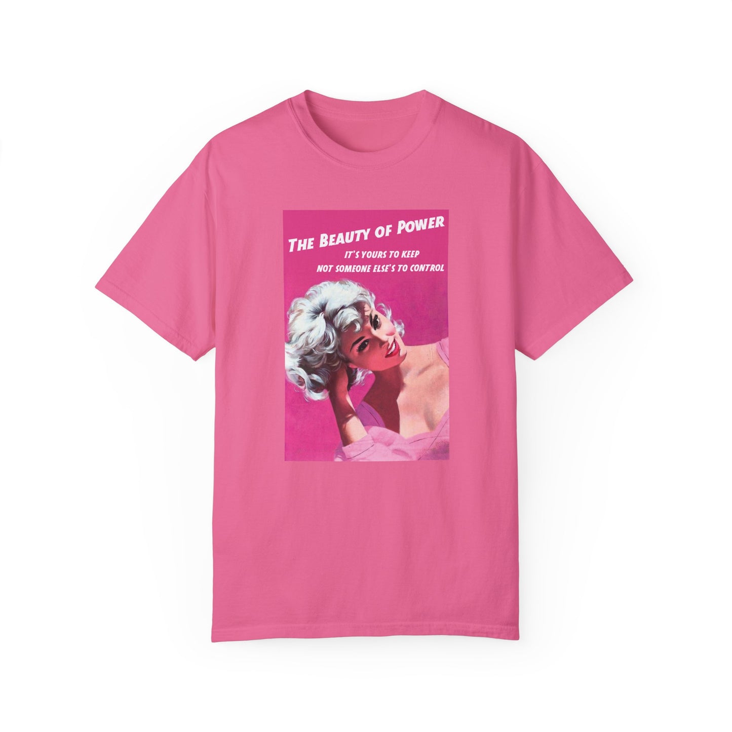 Vintage Graphic Cotton Unisex Garment-Dyed T-shirt, "The Beauty of Power"