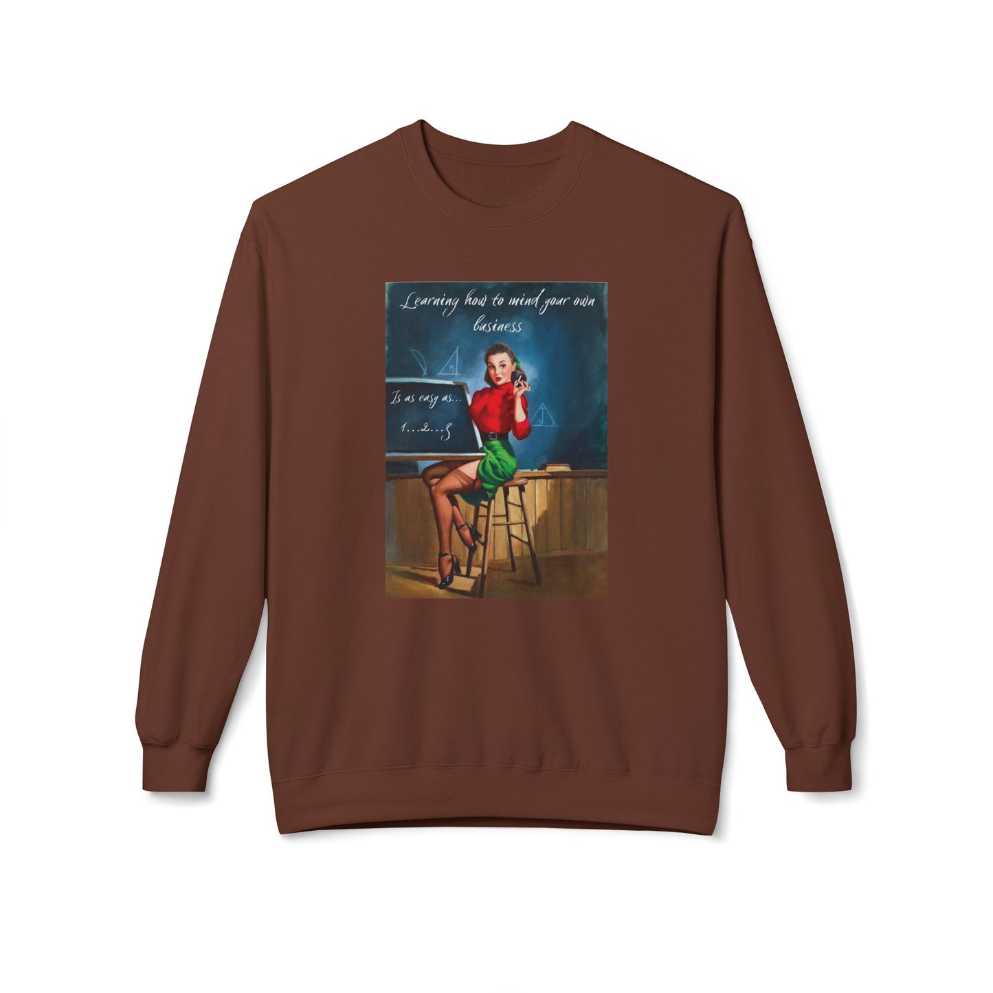 Unisex Midweight Softstyle Fleece Crewneck Vintage Sweatshirt "Learning How to Mind Your Own Business"