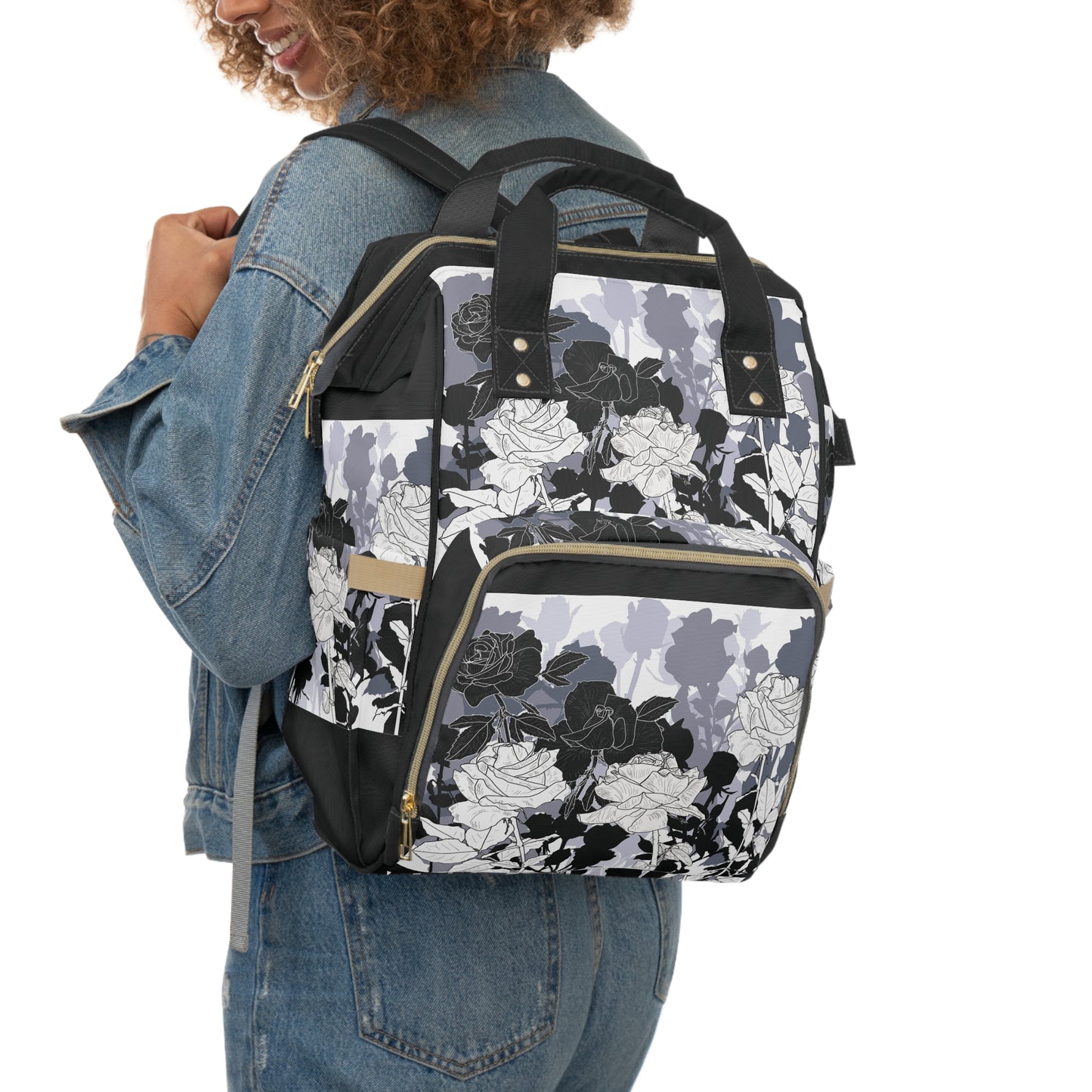 Roses for Mommy Multifunctional Diaper Backpack
