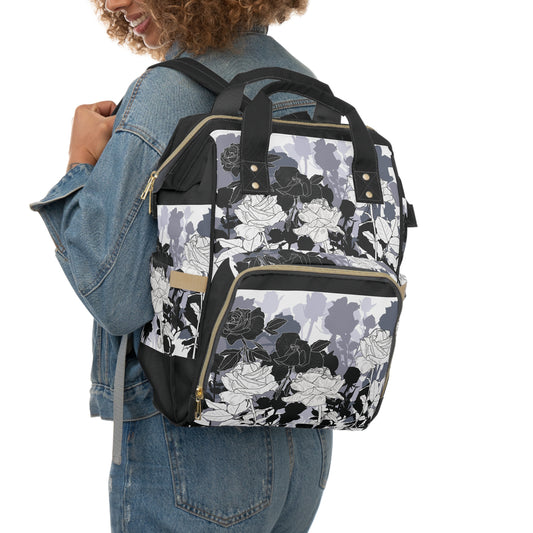Roses for Mommy Multifunctional Diaper Backpack