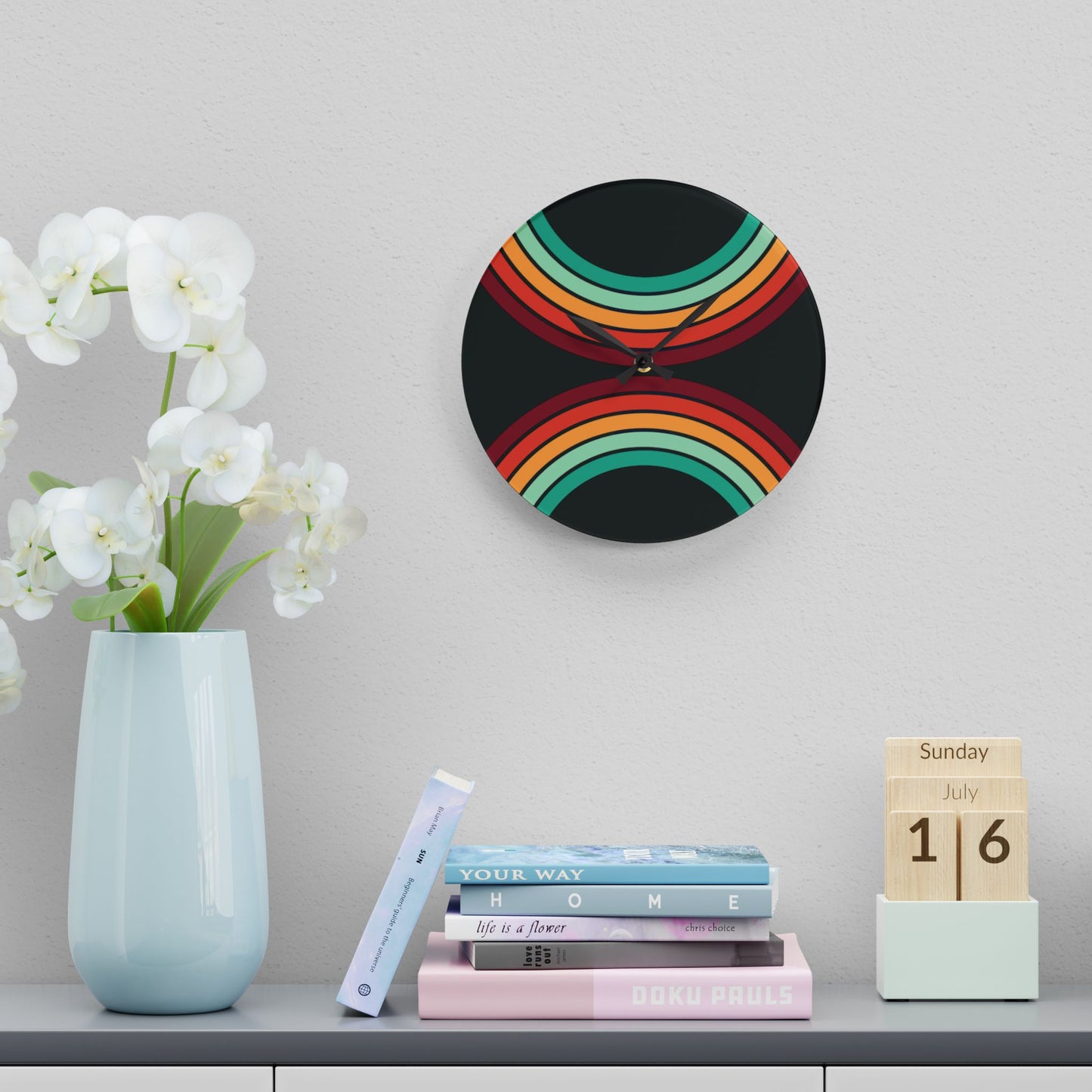 1970's Rainbow Acrylic Wall Clock