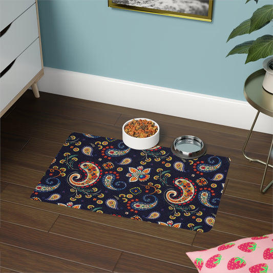 Pet Food Mat Paisley Design