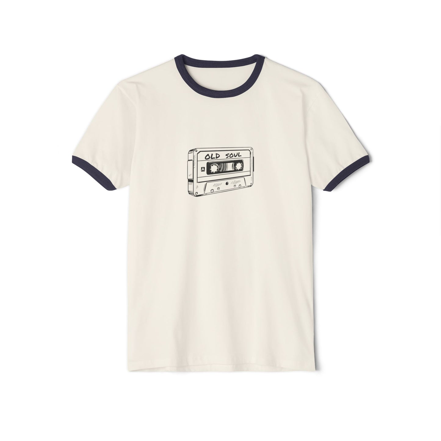 Vintage "Old Soul" Cassette Tape Unisex Ringer T-Shirt - Gift for Her or Him