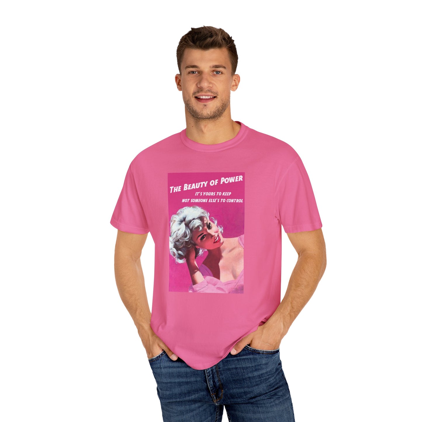Vintage Graphic Cotton Unisex Garment-Dyed T-shirt, "The Beauty of Power"
