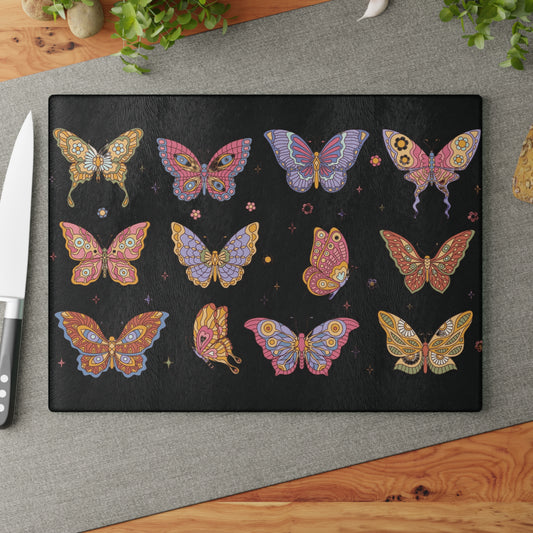 Glass Cutting Board - Bounty of Butterflies Kitchen Decor
