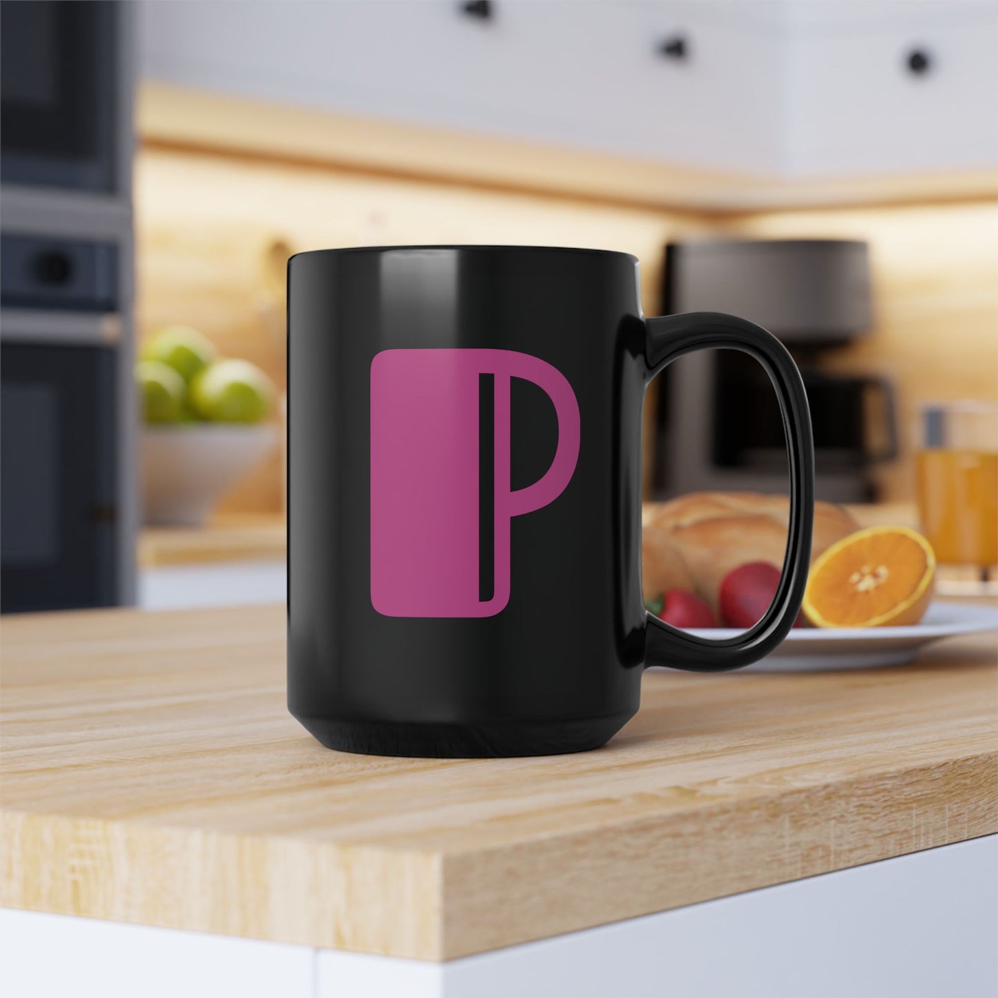 Mug Hot Pink Initial Black "P"
