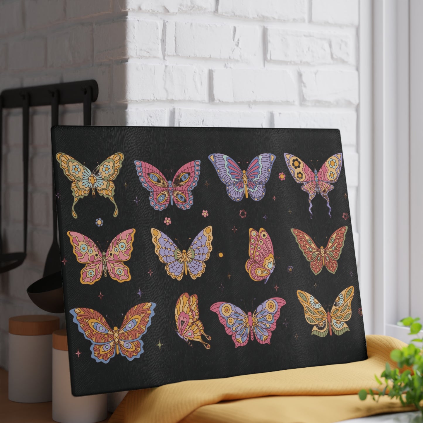Glass Cutting Board - Bounty of Butterflies Kitchen Decor