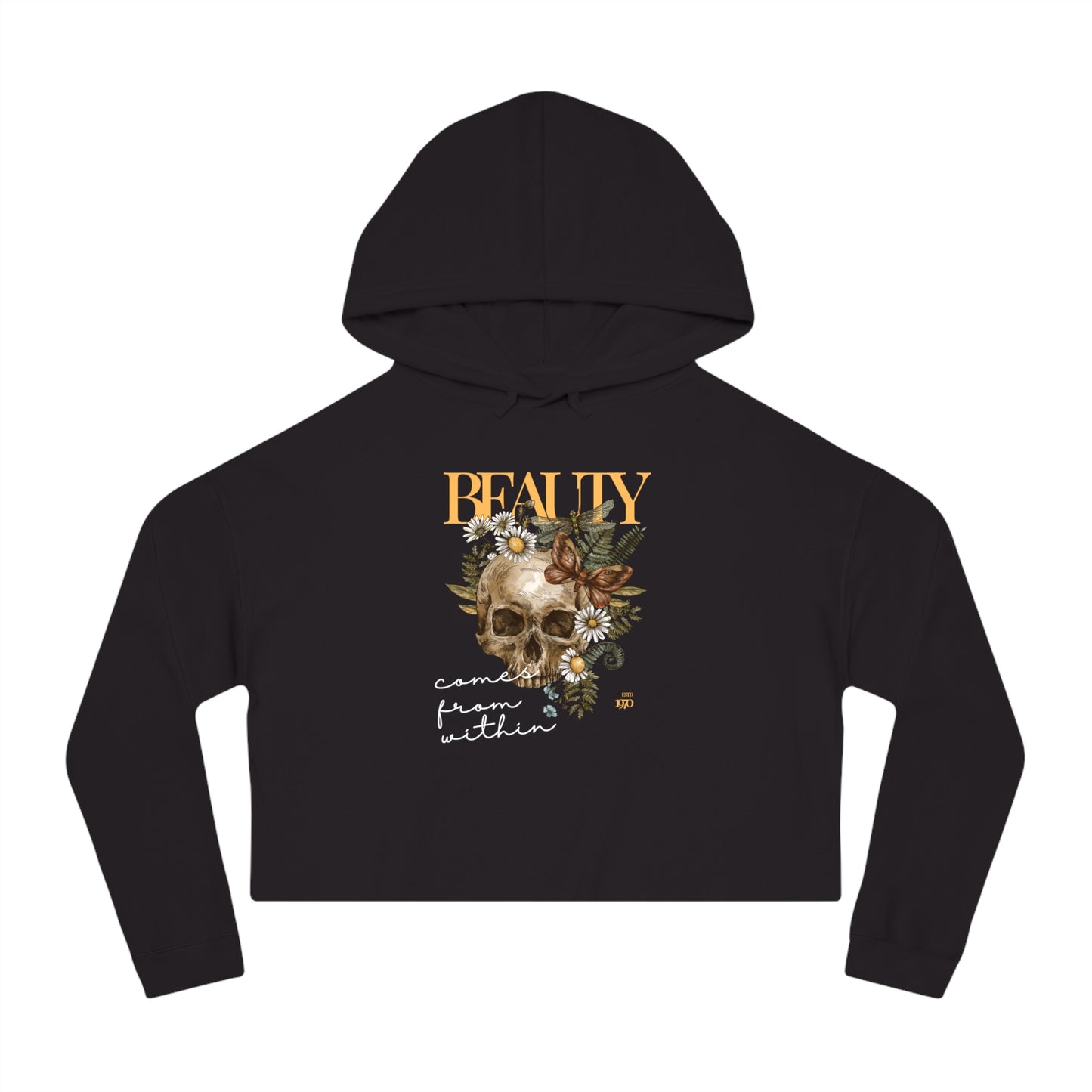 Skull Cropped Hoodie Sweatshirt - Beauty Comes From Within