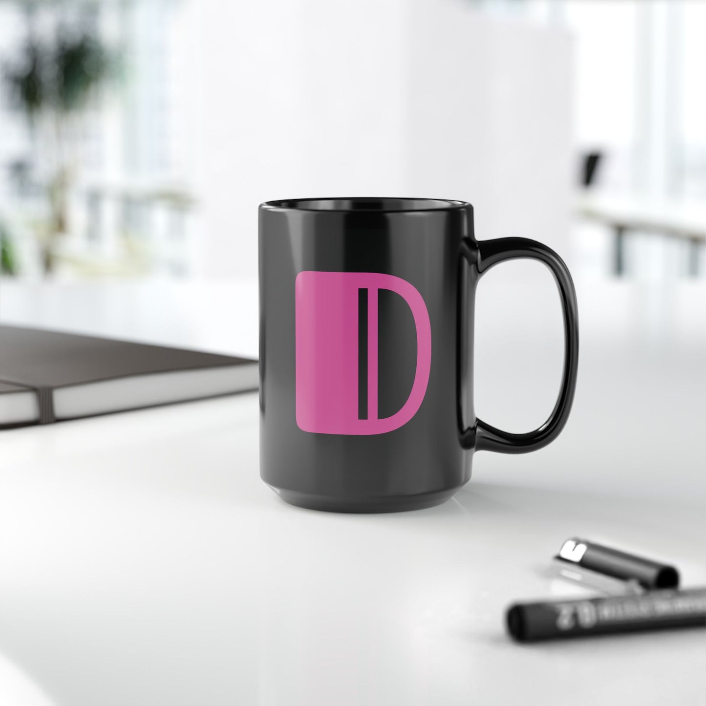 Mug Hot Pink Initial Black "D"