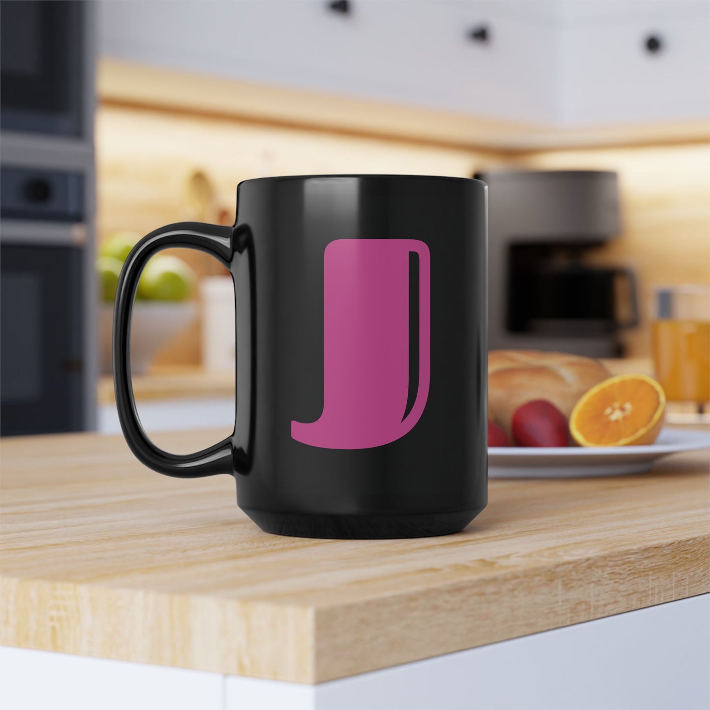 Mug Hot Pink Initial Black "J"