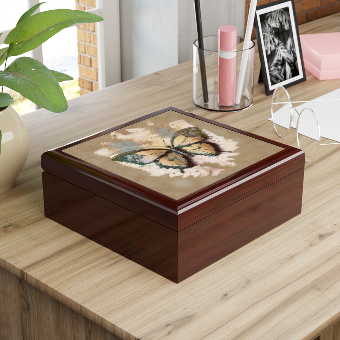 Wooden Vintage Butterfly Jewelry Box - Mother's Day Gift Idea