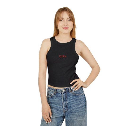 Crop Racer Tank Top xoxo Hugs and Kisses Design
