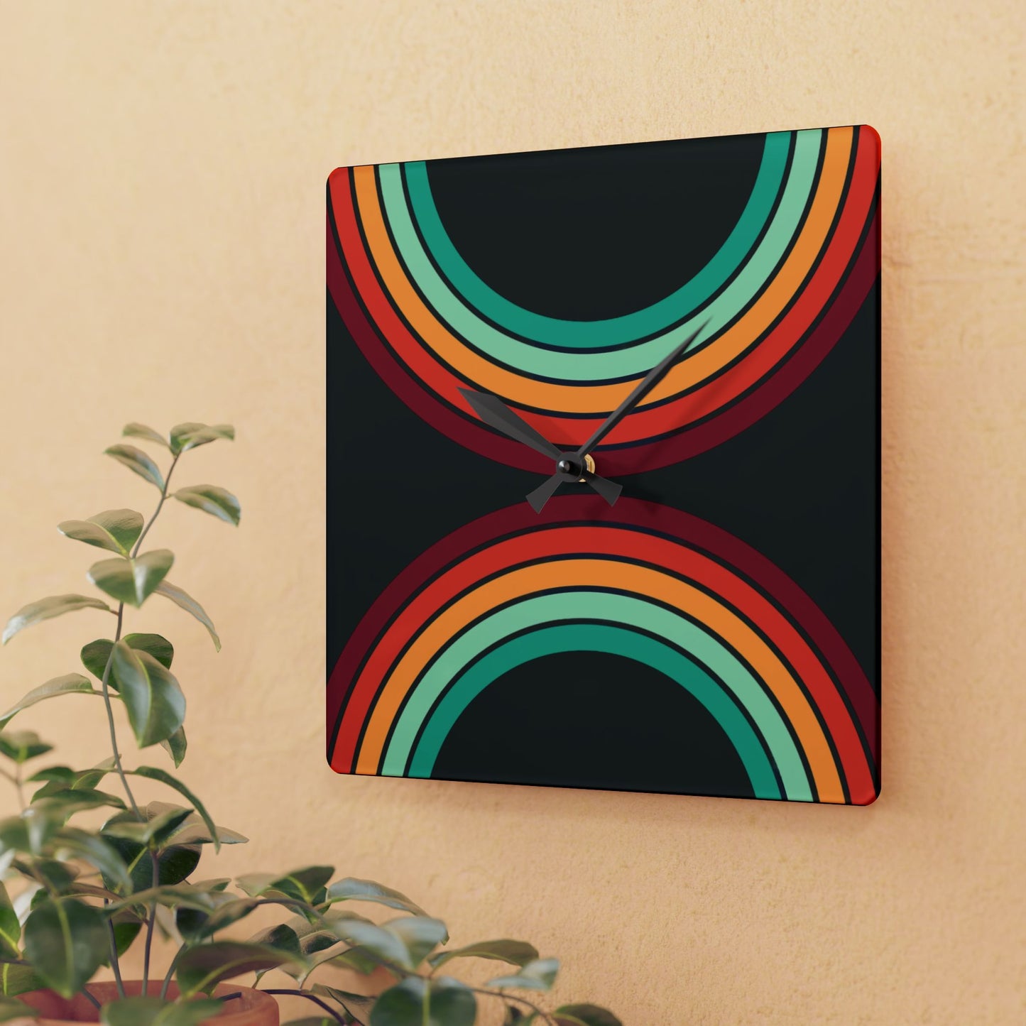 1970's Rainbow Acrylic Wall Clock