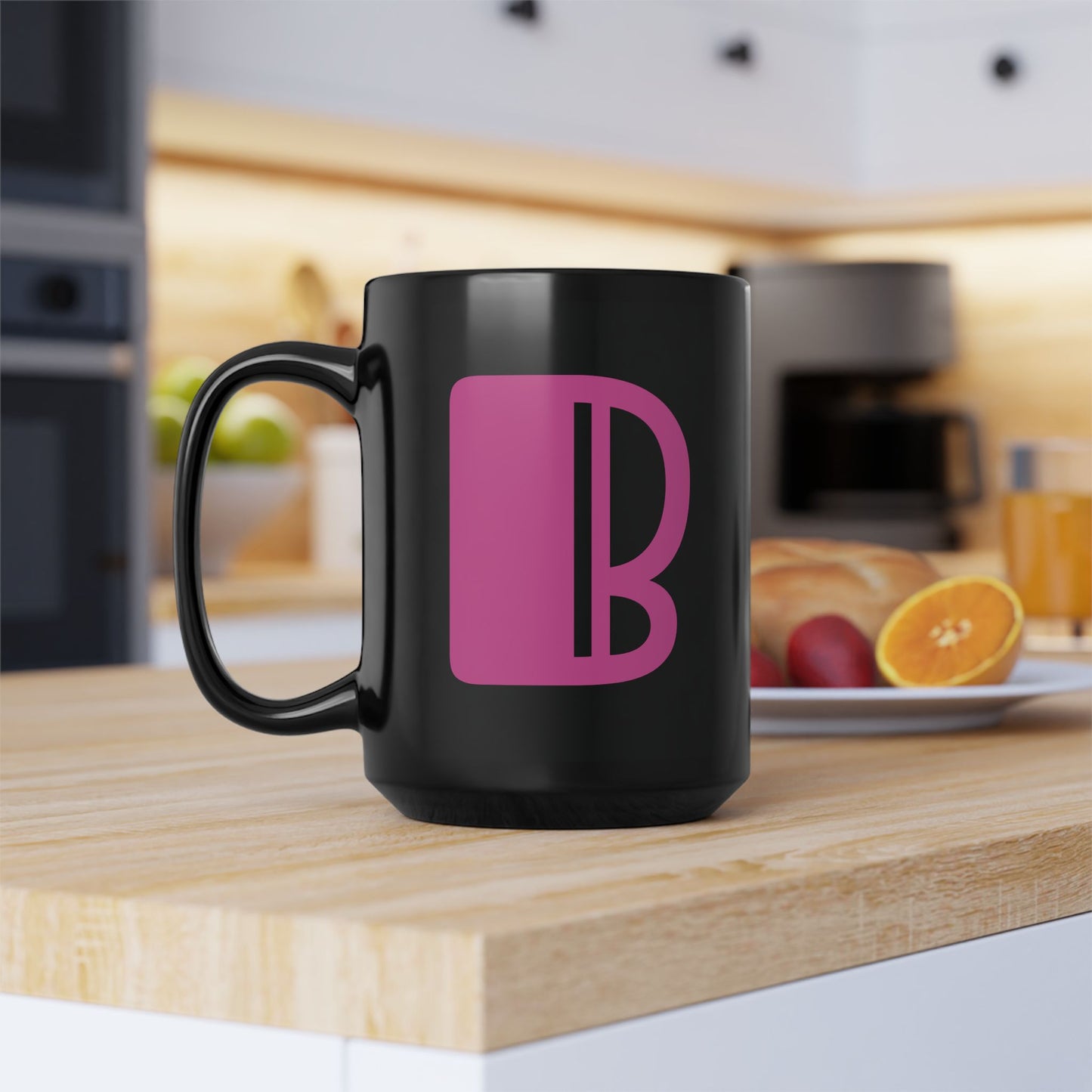 Mug Hot Pink Initial Black "B"