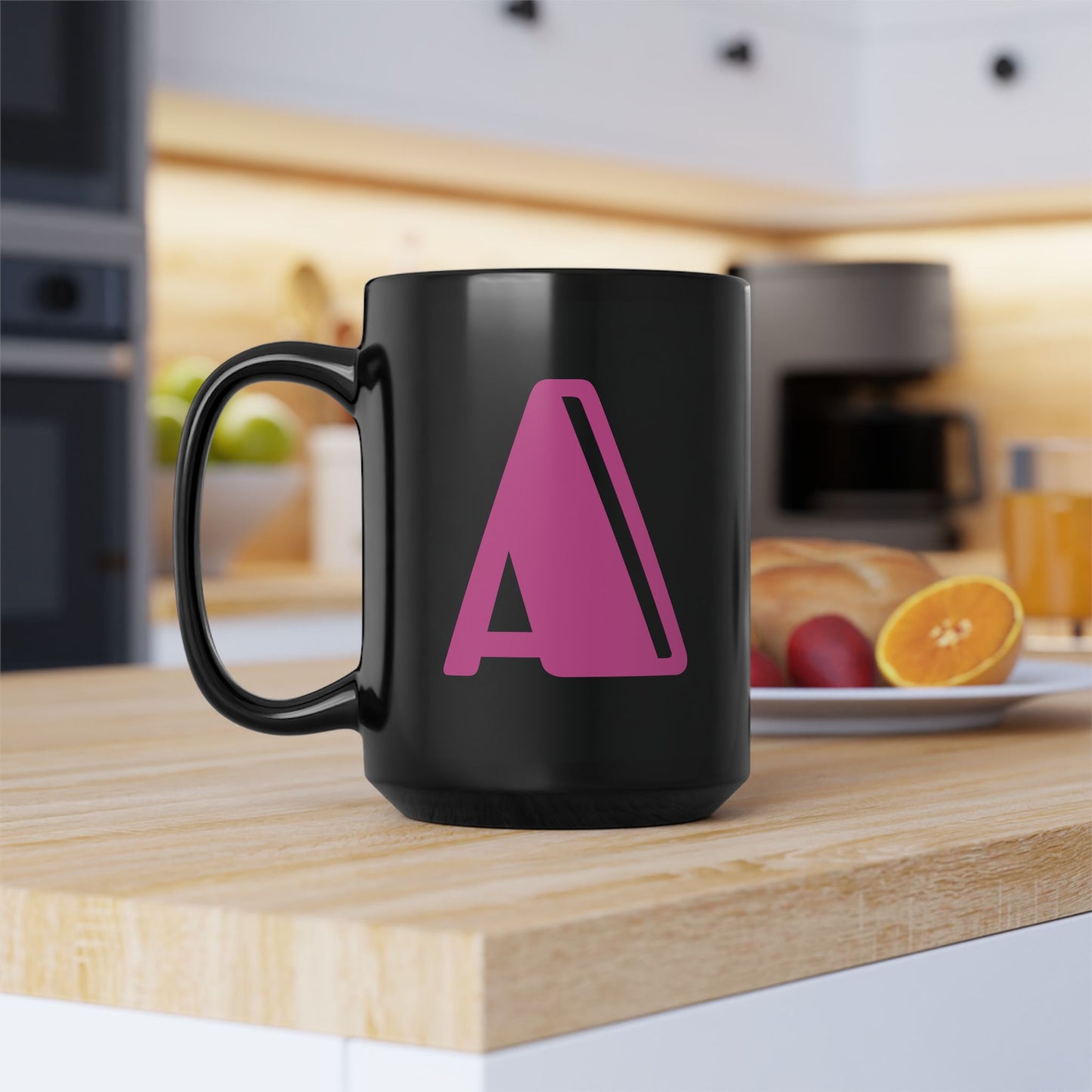Mug Hot Pink Initial Black "A"