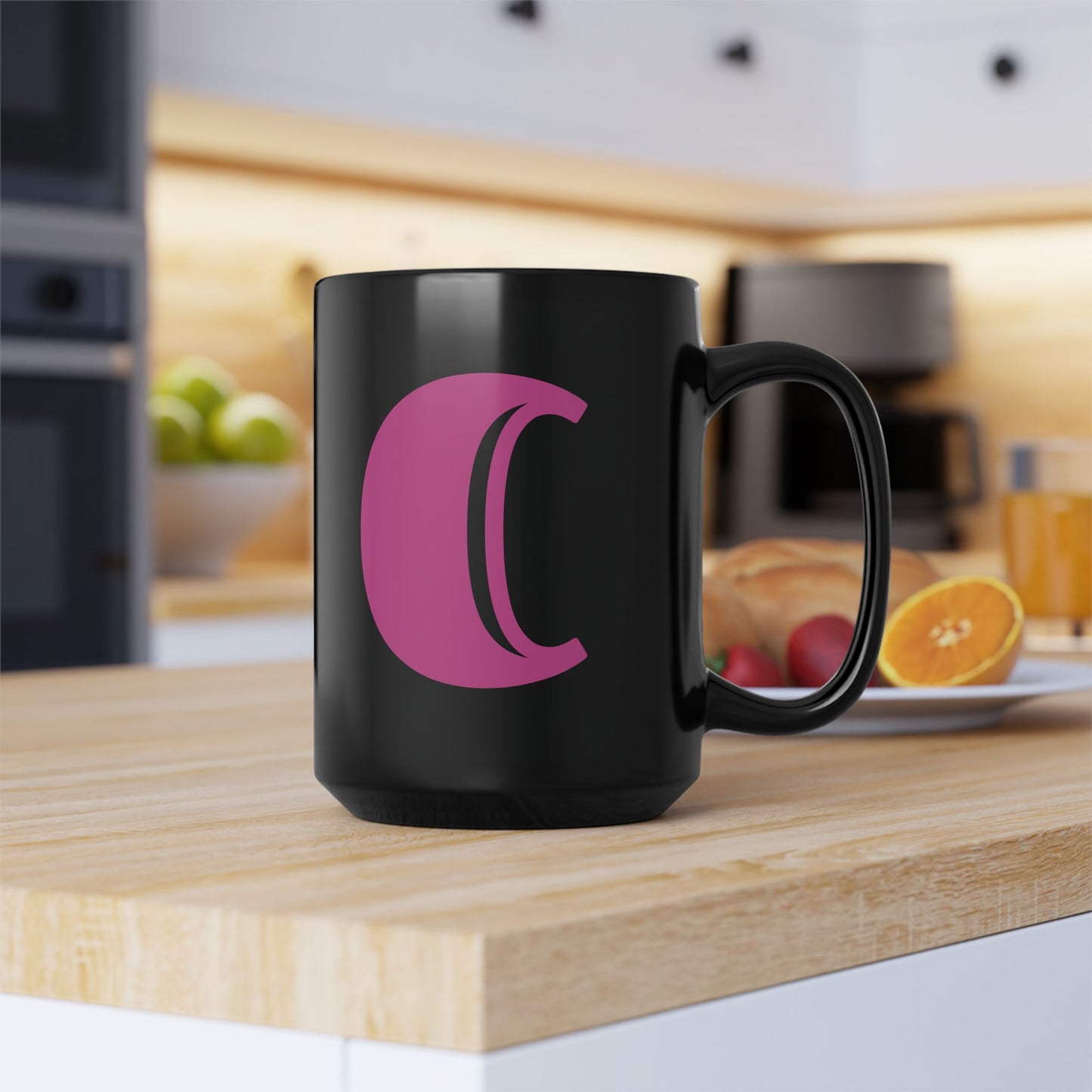 Mug Hot Pink Initial Black "C"