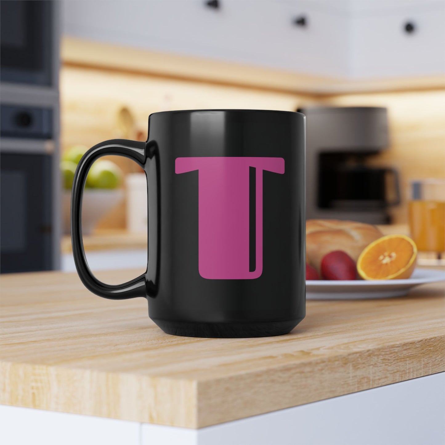 Mug Hot Pink Initial Black "T"