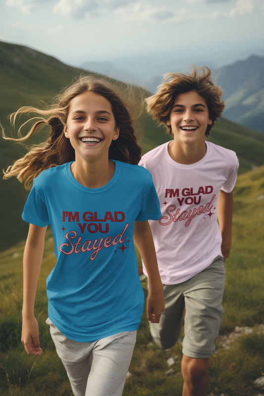 I'm Glad You Stayed Kids Heavy Cotton™ Tee Pink Design