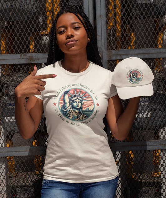 Make Liberty and Justice for All a Reality Cotton T-shirt Front Design