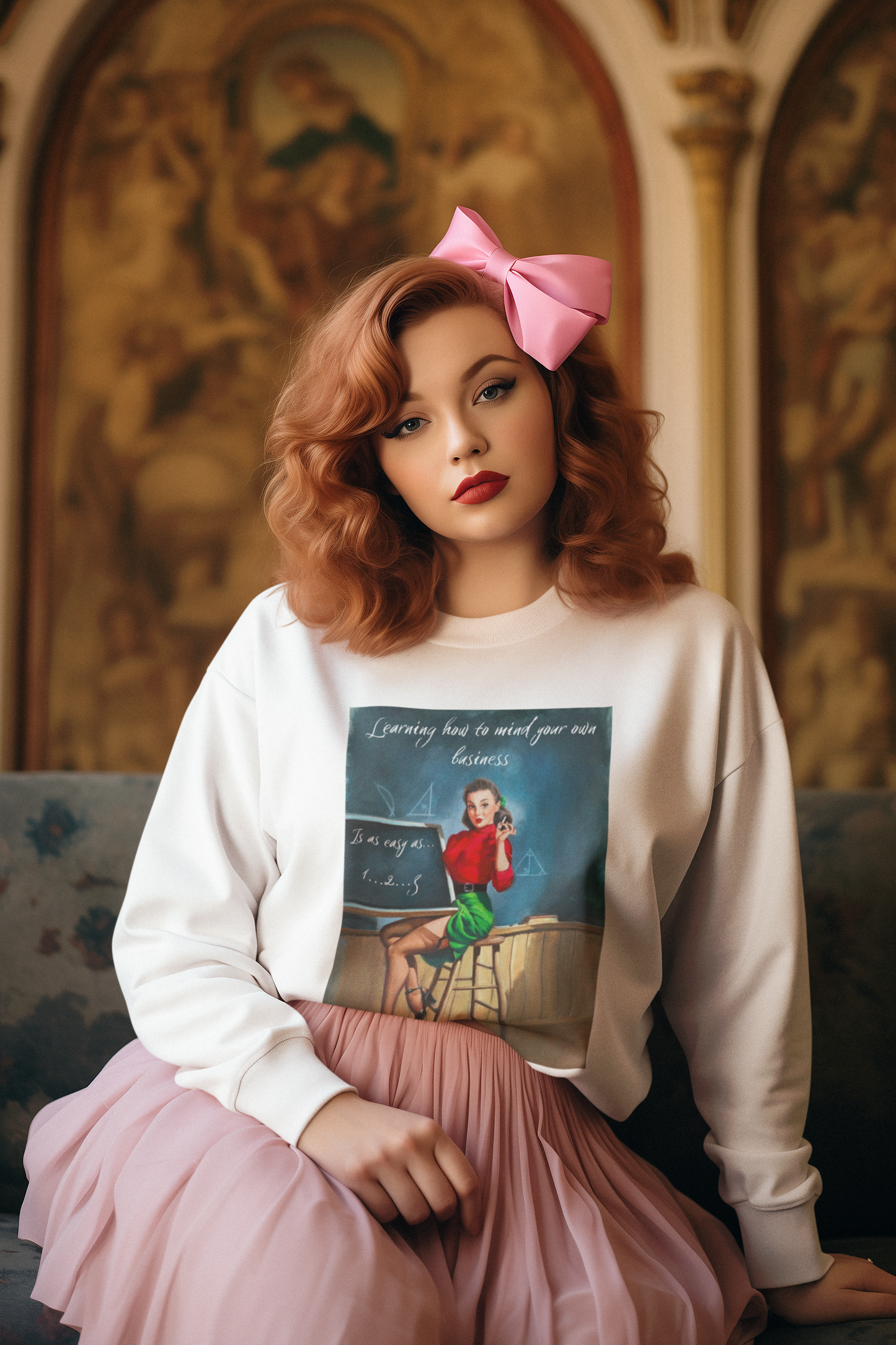 Unisex Midweight Softstyle Fleece Crewneck Vintage Sweatshirt "Learning How to Mind Your Own Business"