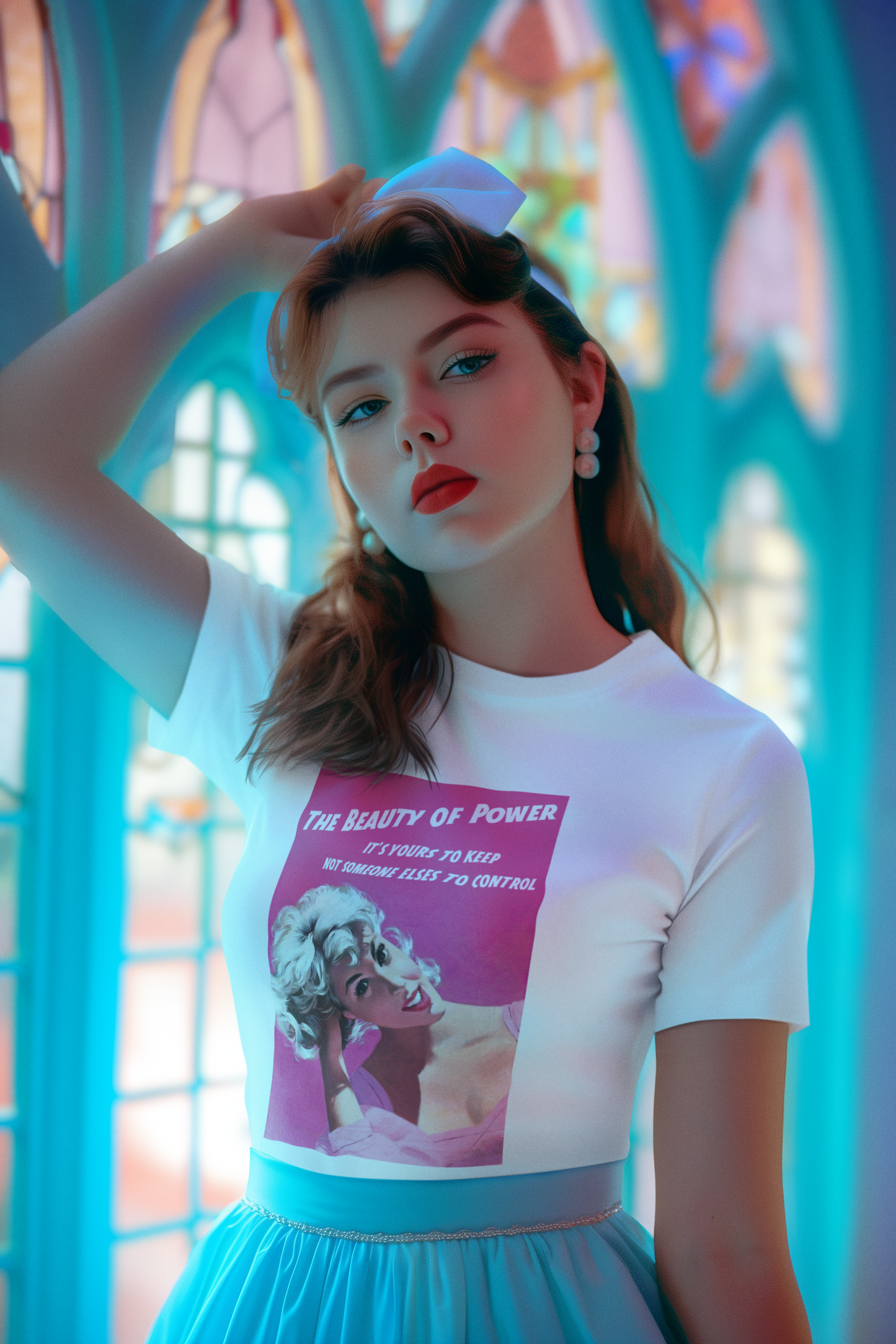 Vintage Graphic Cotton Unisex Garment-Dyed T-shirt, "The Beauty of Power"