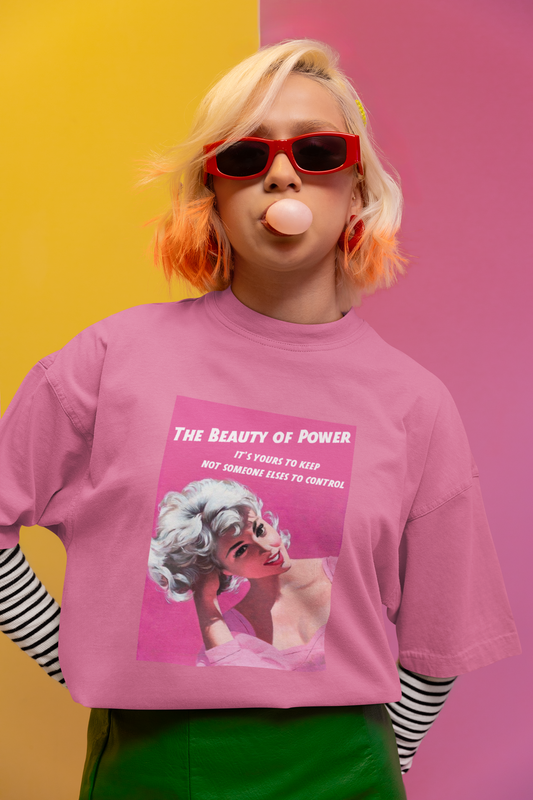 Vintage Graphic Cotton Unisex Garment-Dyed T-shirt, "The Beauty of Power"