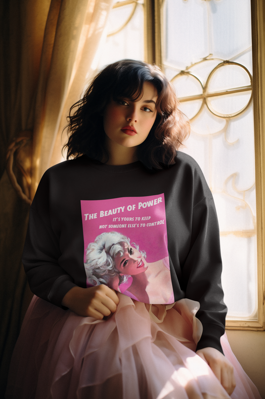 Vintage Unisex Lightweight Crewneck Cotton Sweatshirt "The Beauty of Power"