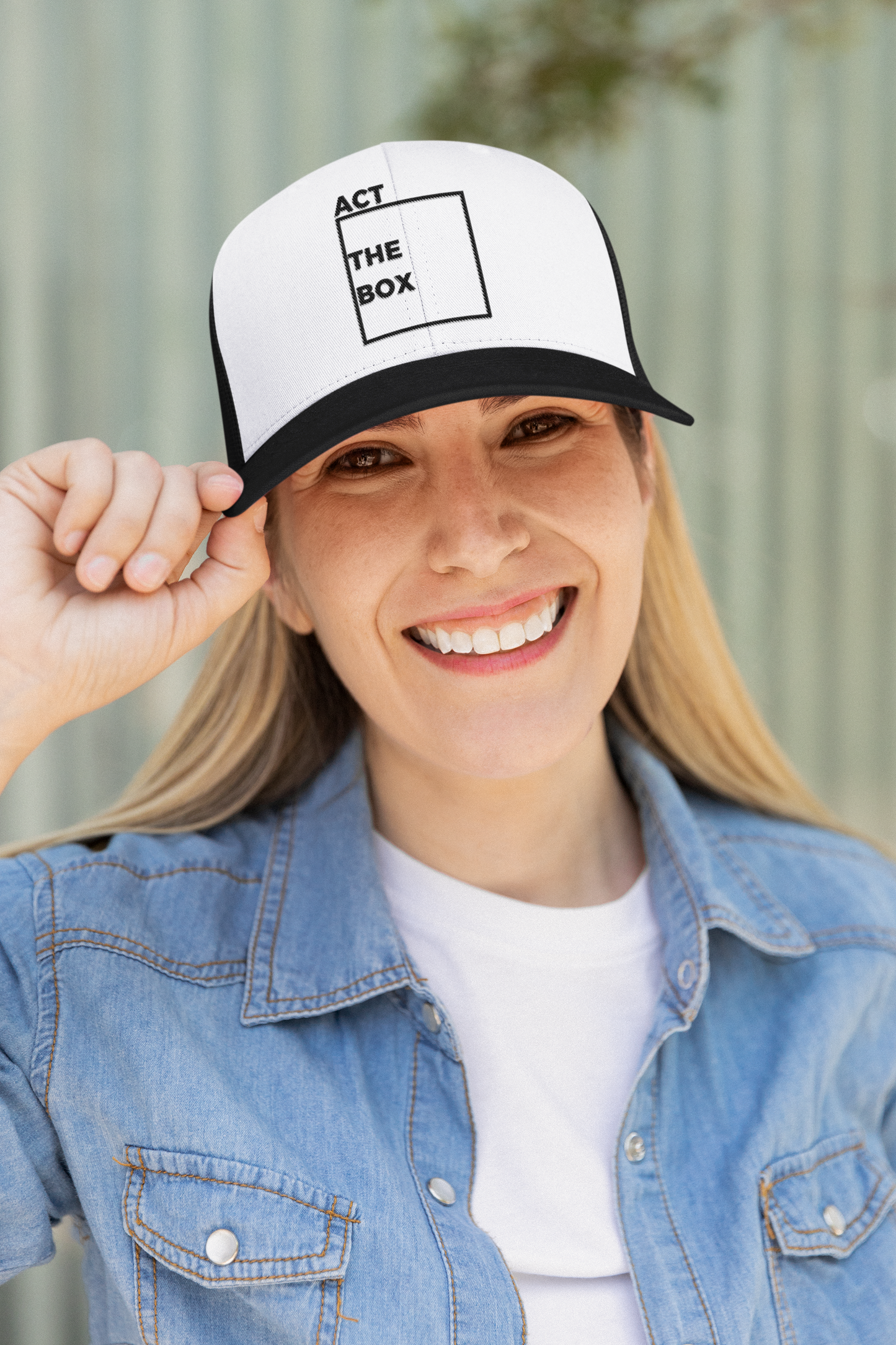 Act Outside the Box Trucker Cap - Gift for Activist - Social Justice Advocate - Unisex - Polyester - Adjustable - Black and White