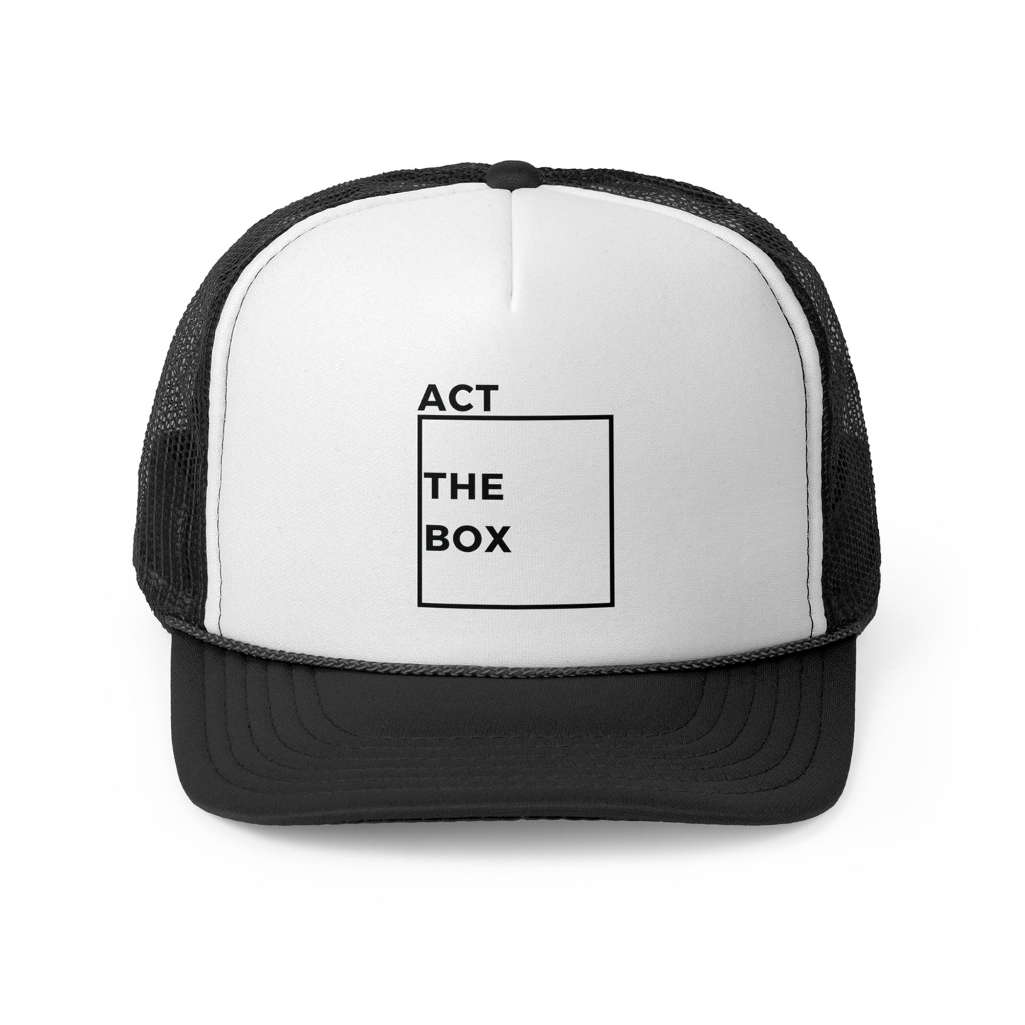 Act Outside the Box Trucker Cap - Gift for Activist - Social Justice Advocate - Unisex - Polyester - Adjustable - Black and White