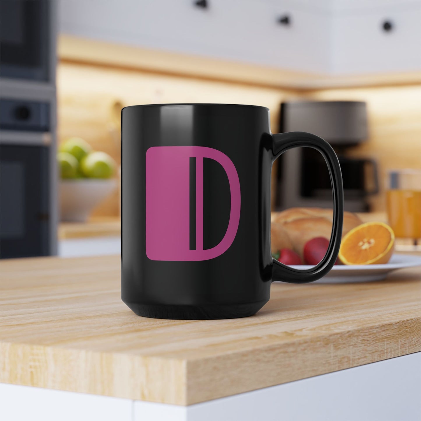 Mug Hot Pink Initial Black "D"