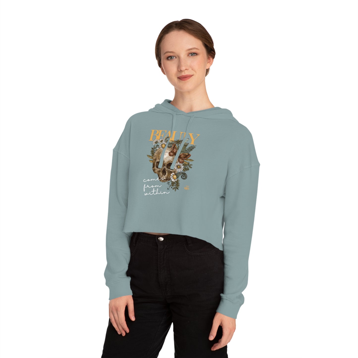 Skull Cropped Hoodie Sweatshirt - Beauty Comes From Within