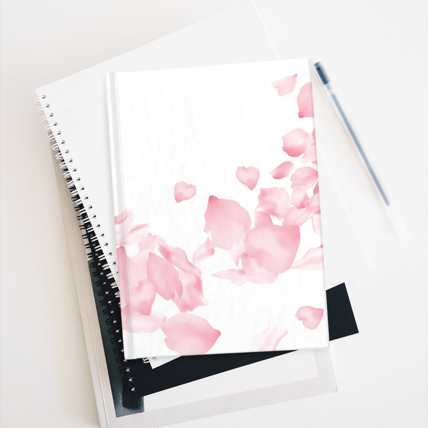 Pink Rose Petals Journal - Ruled Line
