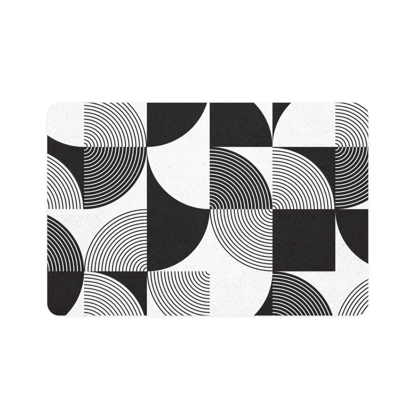 Pet Food Mat Black and White Geometric Design (12x18)