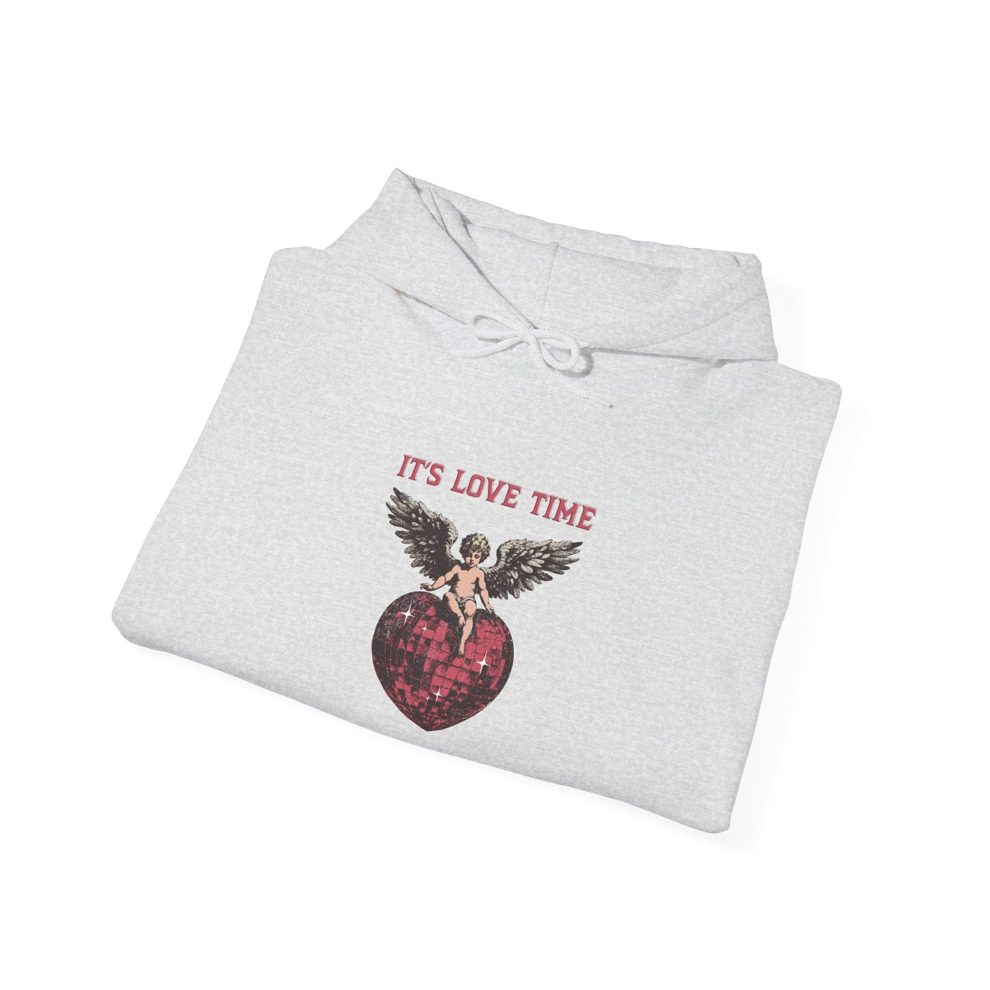 Vintage 'It's Love Time' Hoodie - Valentine's Day Gift for Her and Him