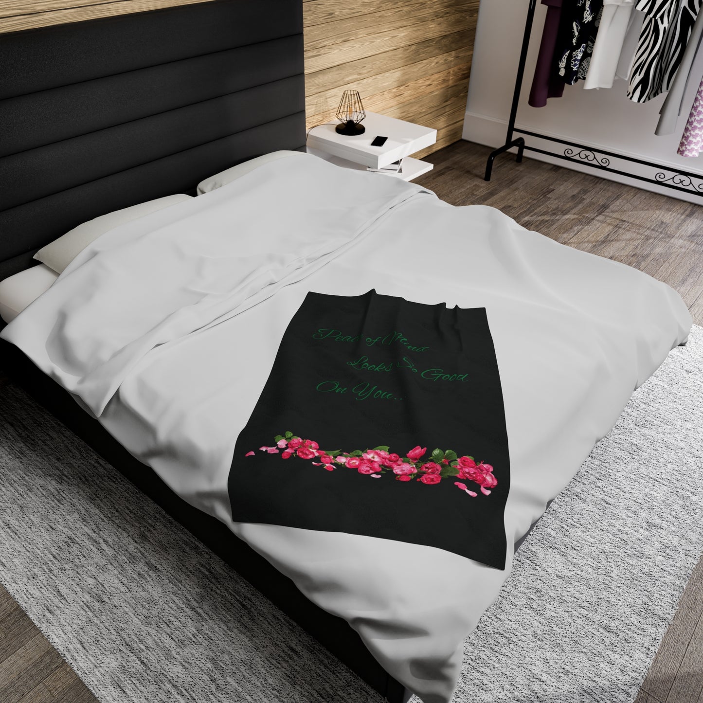 Peace of Mind Looks So Good On You/Roses on the Ground...Velveteen Plush Blanket